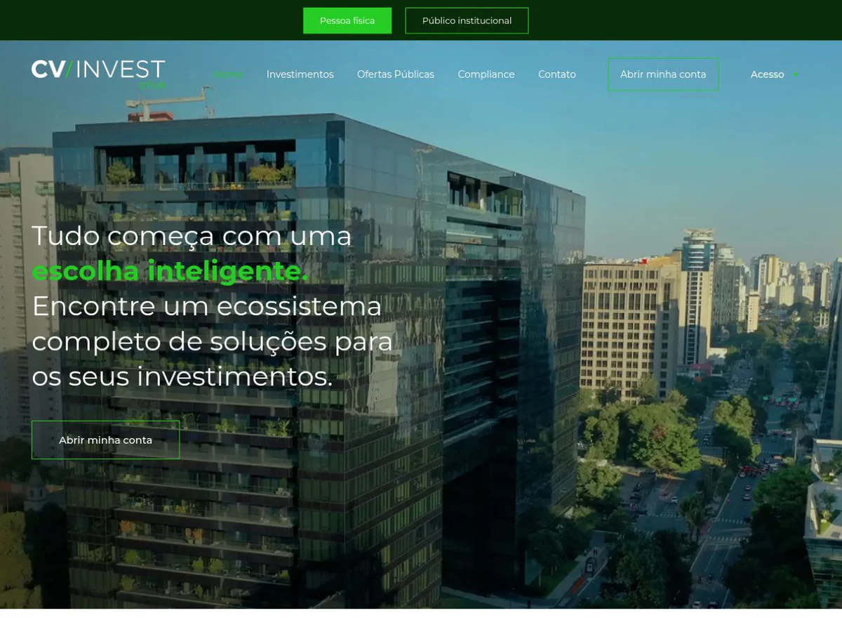Capa do projeto CV Invest